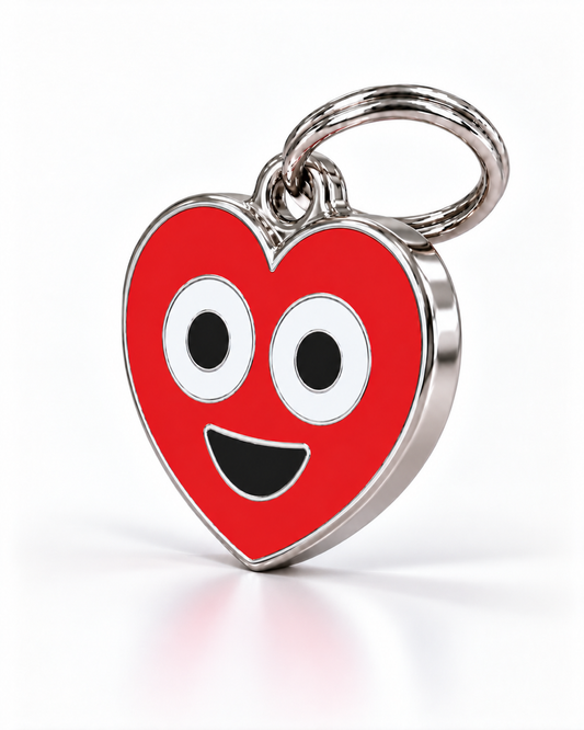 TAGiDOG Emoji Love Bug dog ID tag, angled view