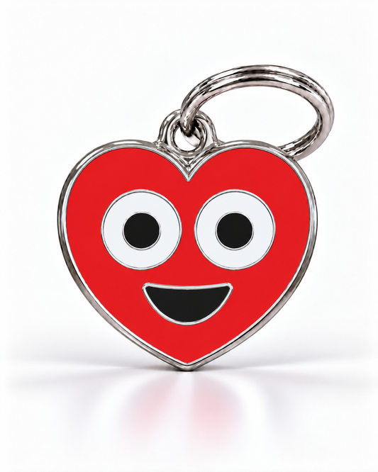 TAGiDOG Emoji Love Bug dog ID tag, front view on white