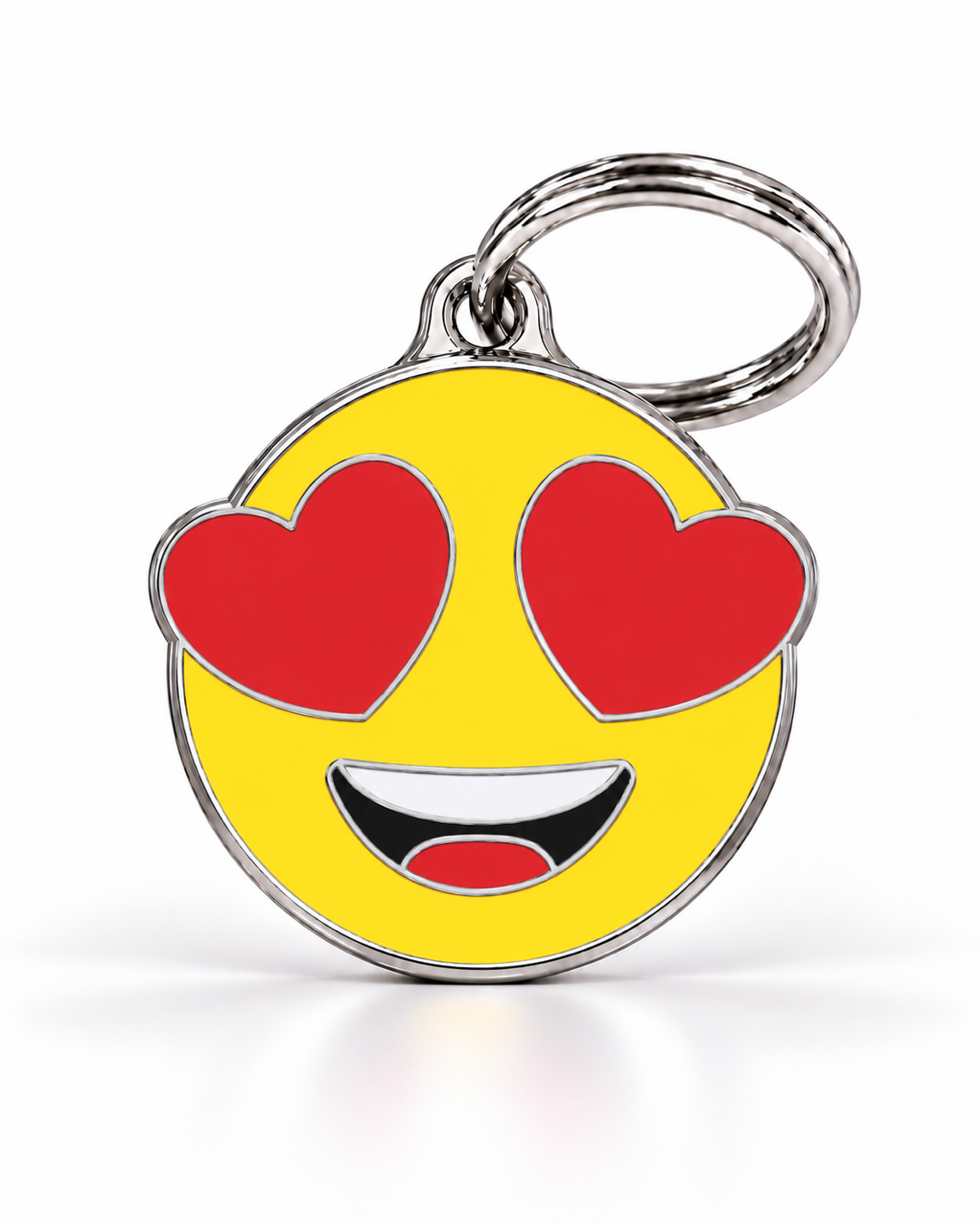 TAGiDOG Emoji Love Eyes dog ID tag, front view on white