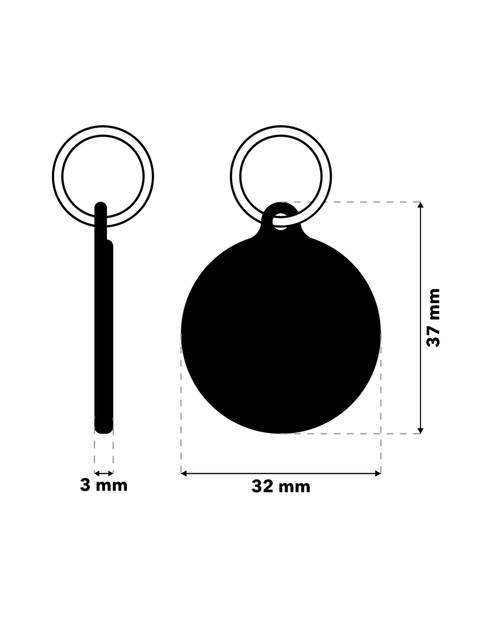 TAGiDOG BTC Coin ID Tag ID tag dimensions, 32 mm wide and 37 mm high, 3 mm thickness