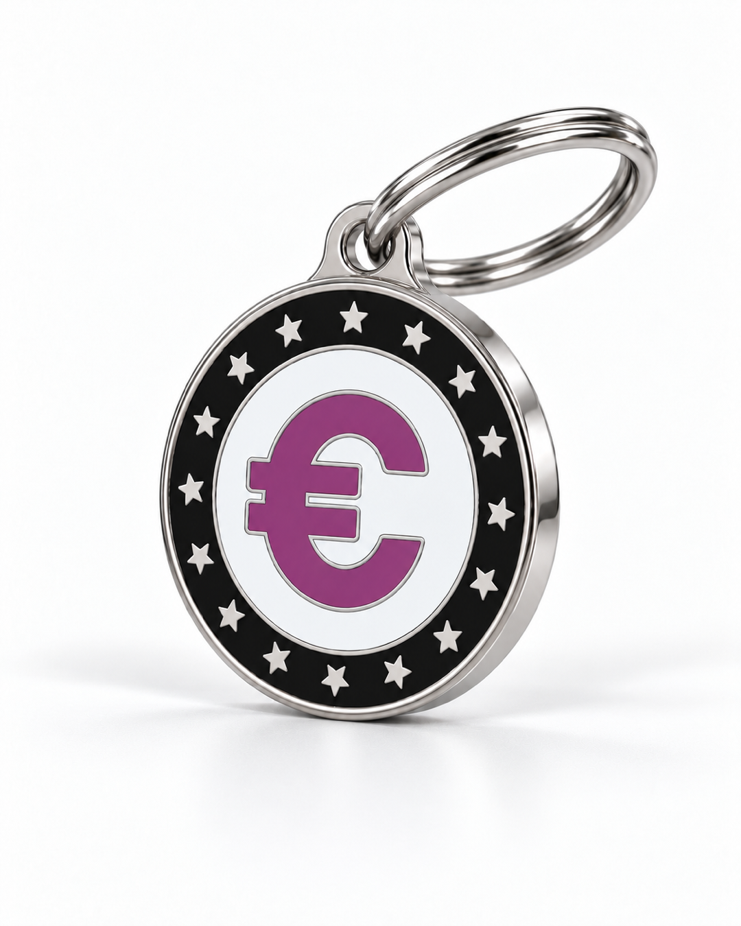 TAGiDOG EUR Coin ID Tag dog ID tag, angled view
