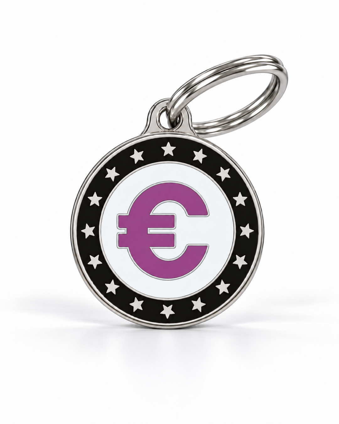 TAGiDOG EUR Coin ID Tag dog ID tag, front view on white