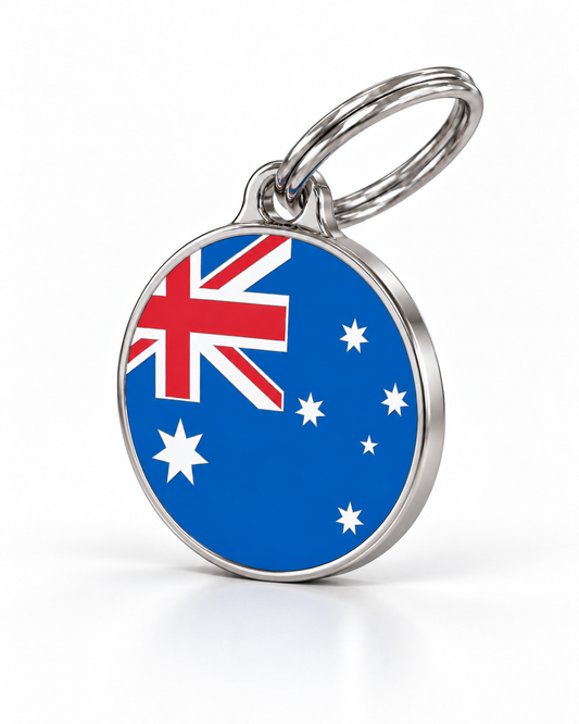 TAGiDOG Flag Australia ID Tag dog ID tag, angled view