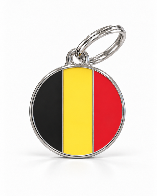 TAGiDOG Flag Belgium ID Tag Medium, front view on white