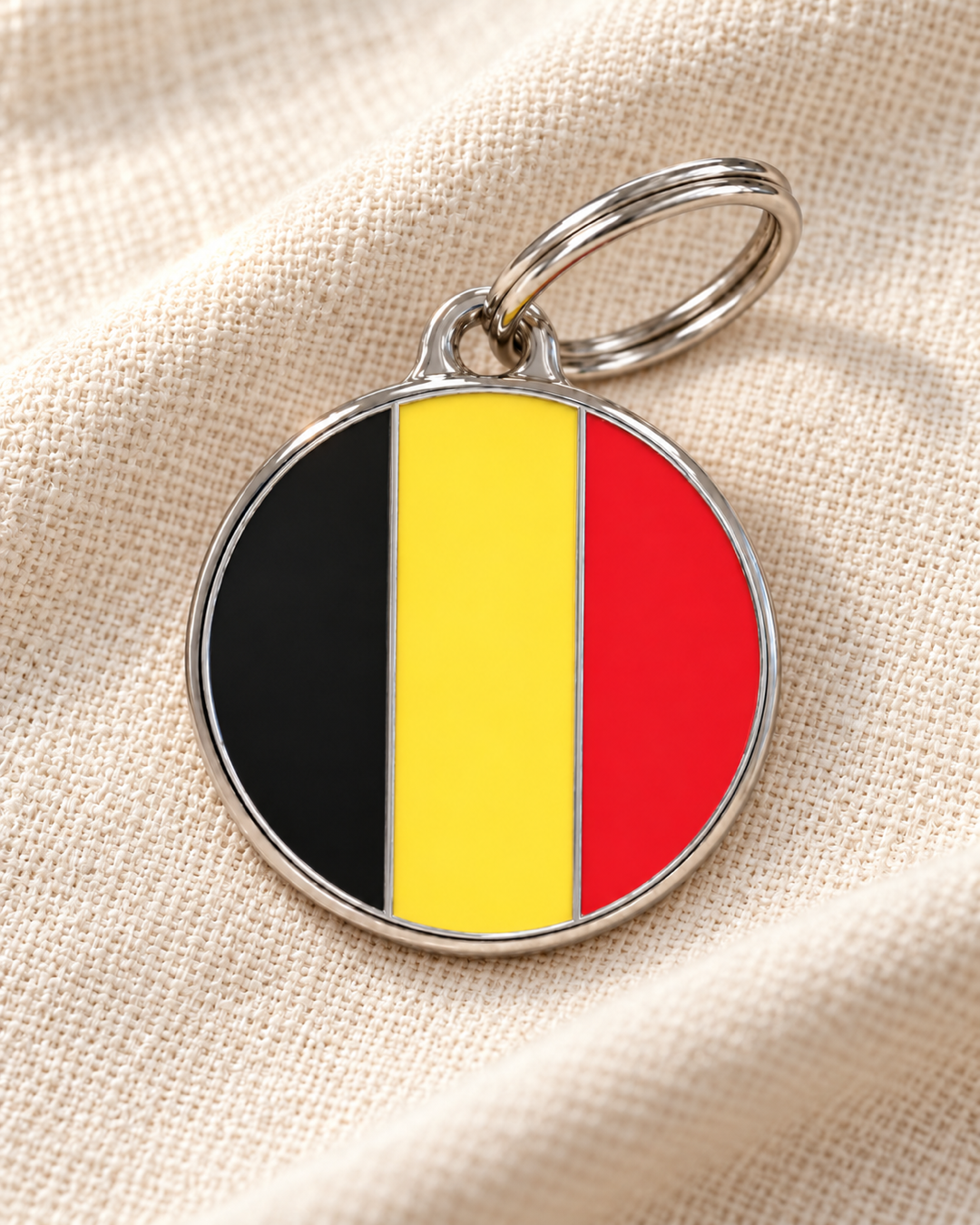 TAGiDOG Flag Belgium ID Tag Medium on light linen