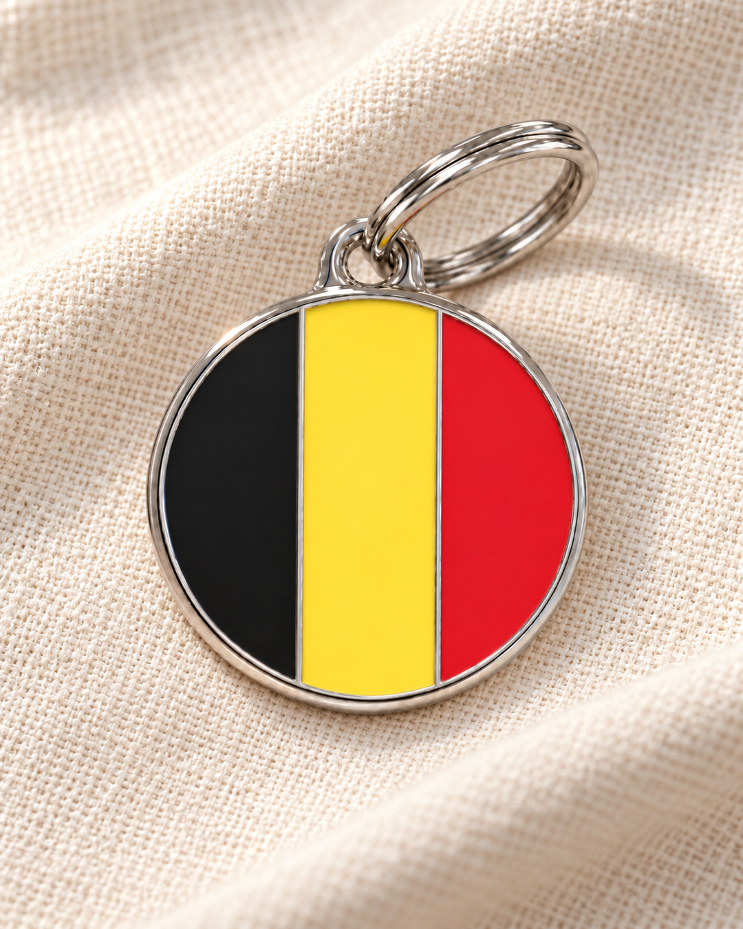 TAGiDOG Belgium flag dog ID tag on light linen