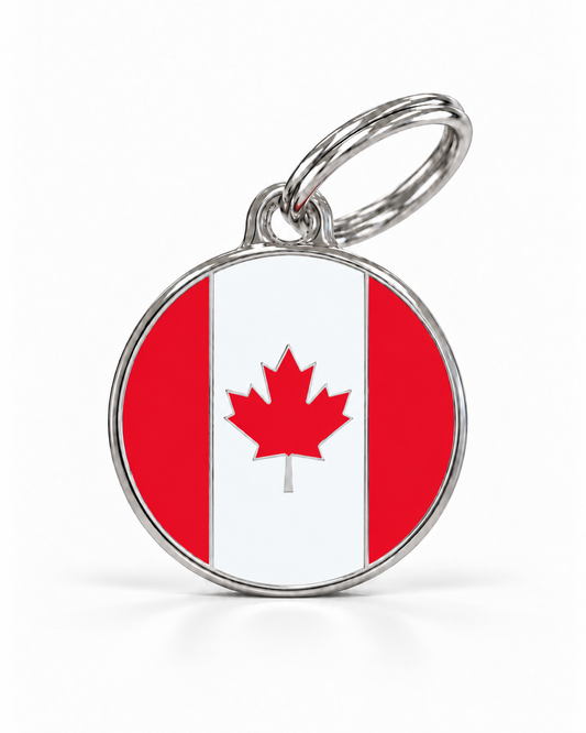 TAGiDOG Flag Canada ID Tag dog ID tag, front view on white