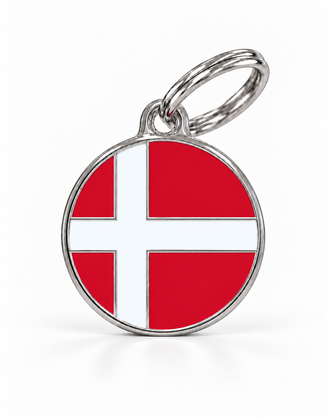 TAGiDOG Flag Denmark ID Tag dog ID tag, front view on white