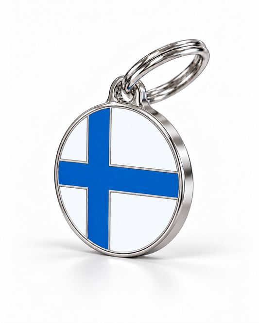 TAGiDOG Flag Finland ID Tag dog ID tag, angled view