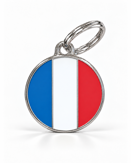 TAGiDOG Flag France ID Tag dog ID tag, front view on white