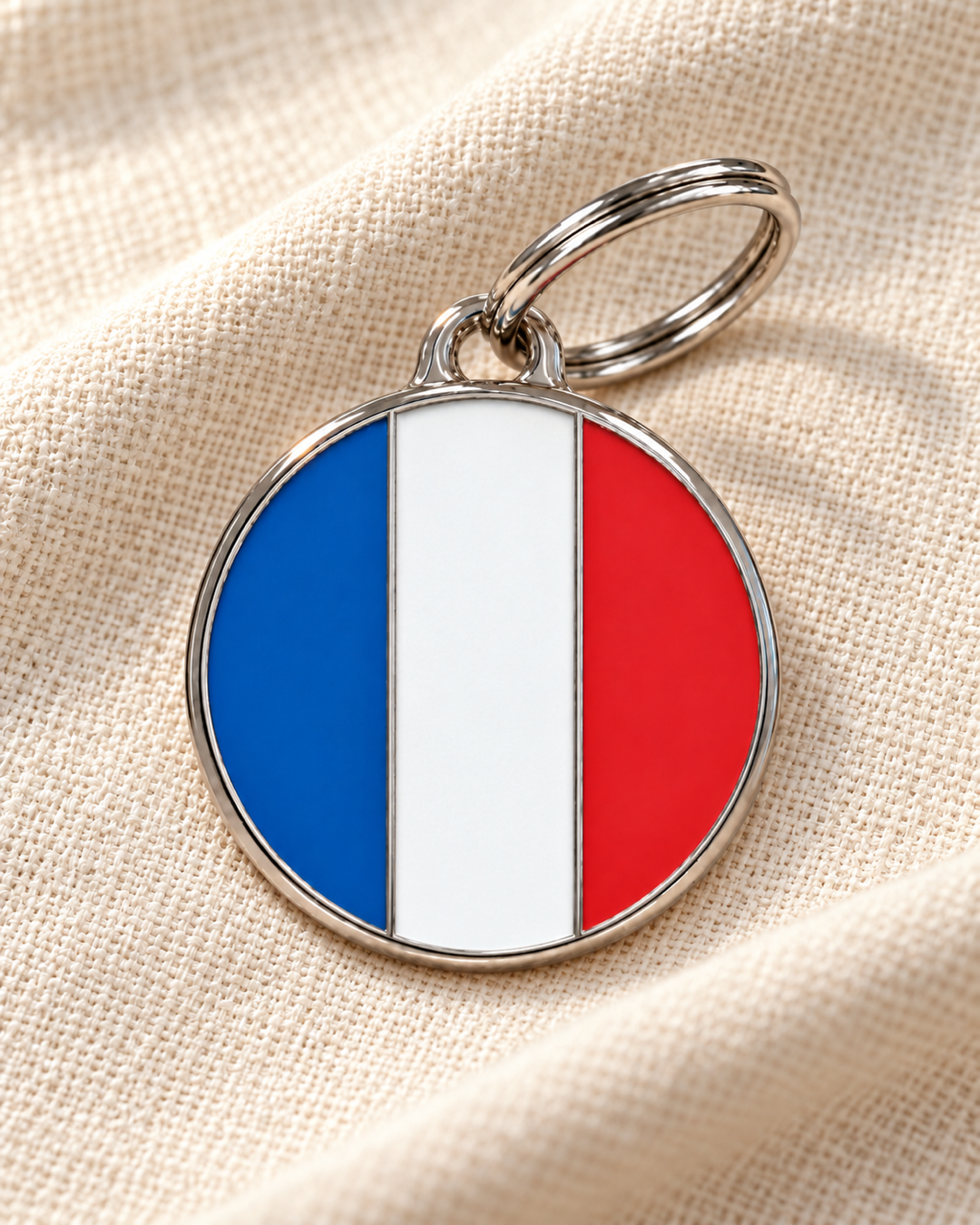 TAGiDOG Flag France ID Tag dog ID tag on light linen