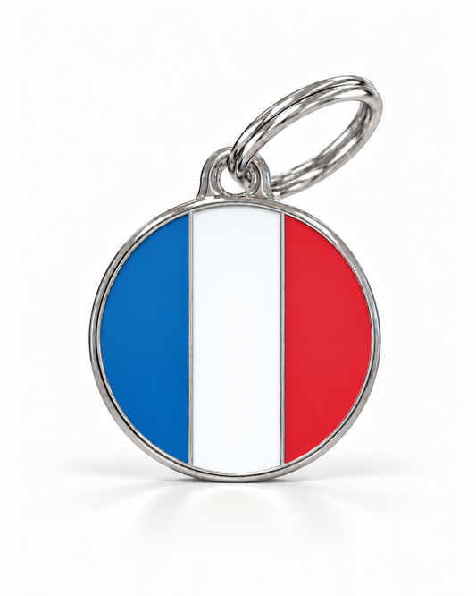 TAGiDOG Flag France ID Tag Medium dog ID tag, front view on white