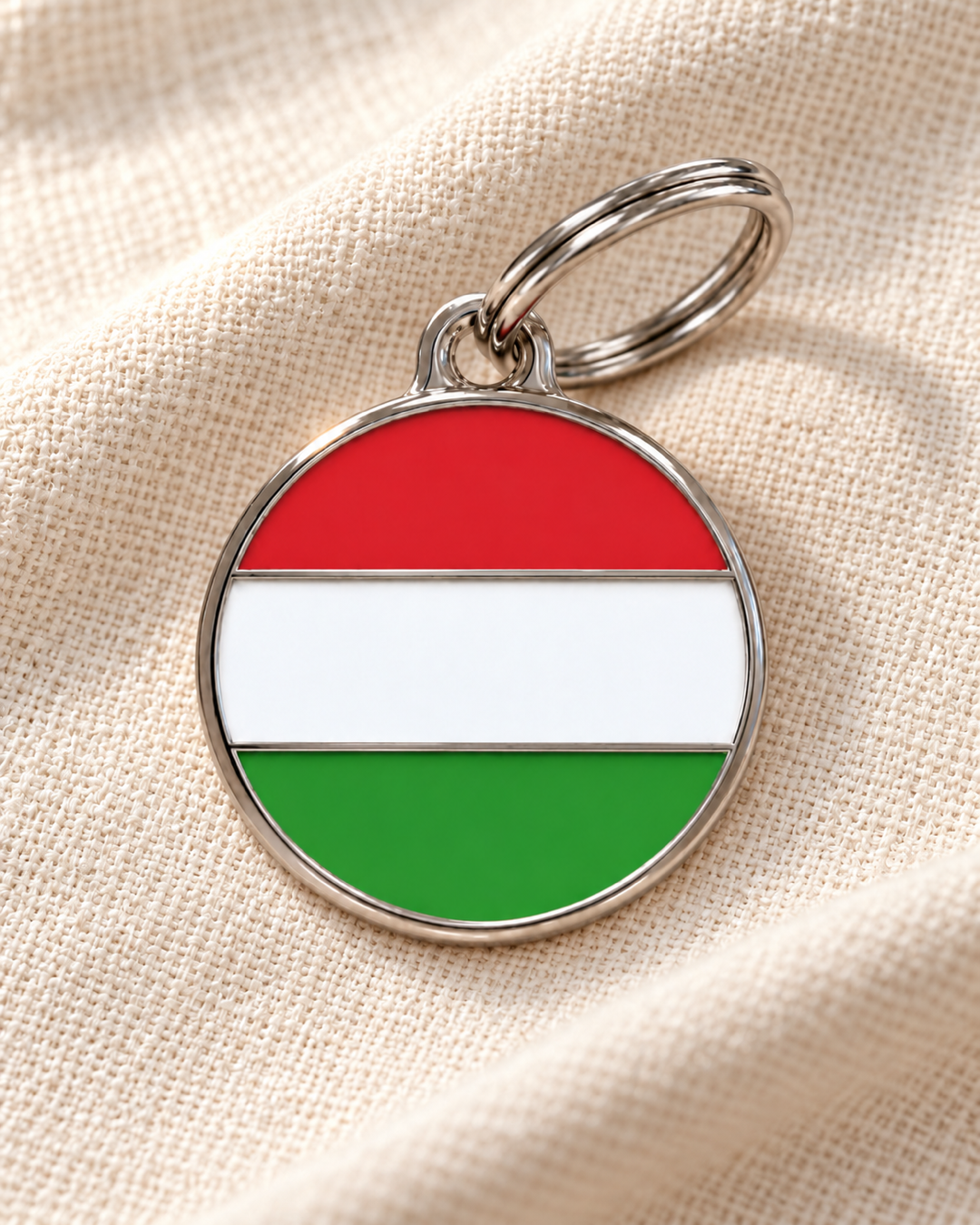 TAGiDOG Flag Hungary ID Tag Medium dog ID tag on light linen