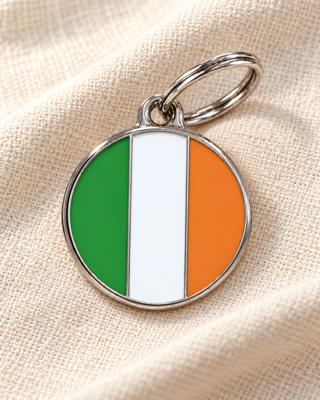 TAGiDOG Flag Ireland ID Tag dog ID tag on light linen