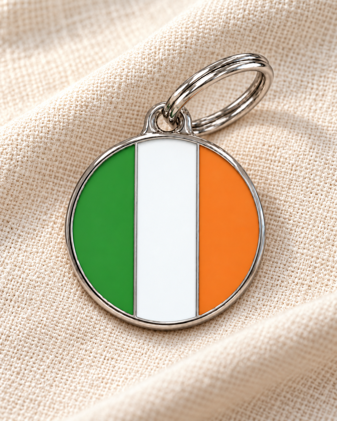 TAGiDOG Flag Ireland ID Tag Medium dog ID tag on light linen