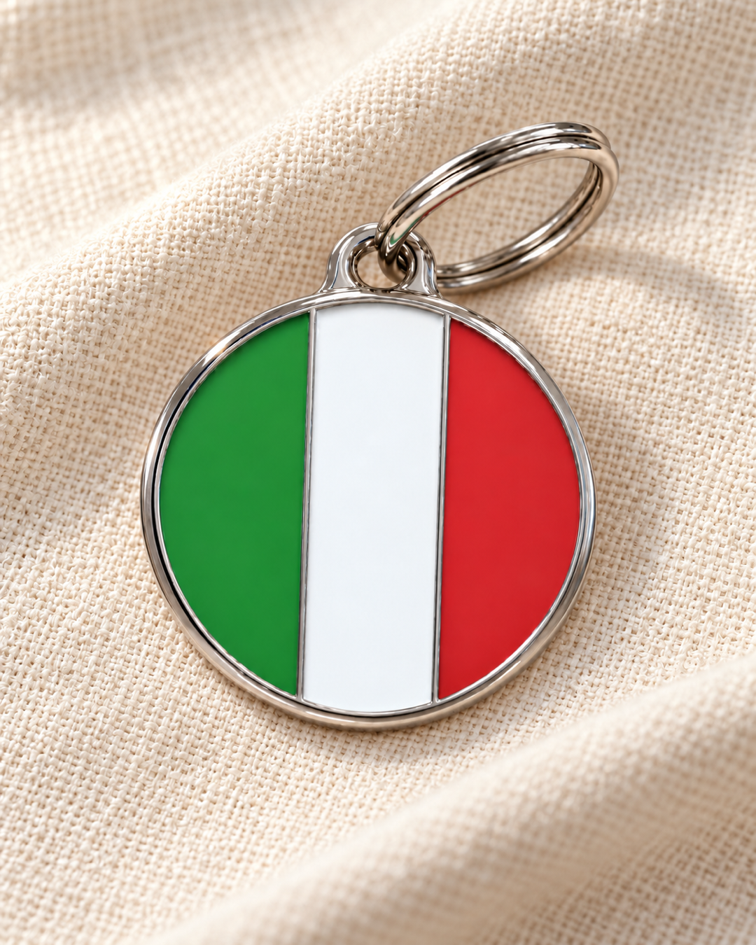 TAGiDOG Flag Italy ID Tag dog ID tag on light linen