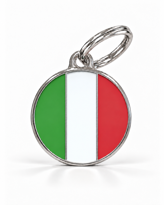 TAGiDOG Flag Italy ID Tag Medium dog ID tag, front view on white