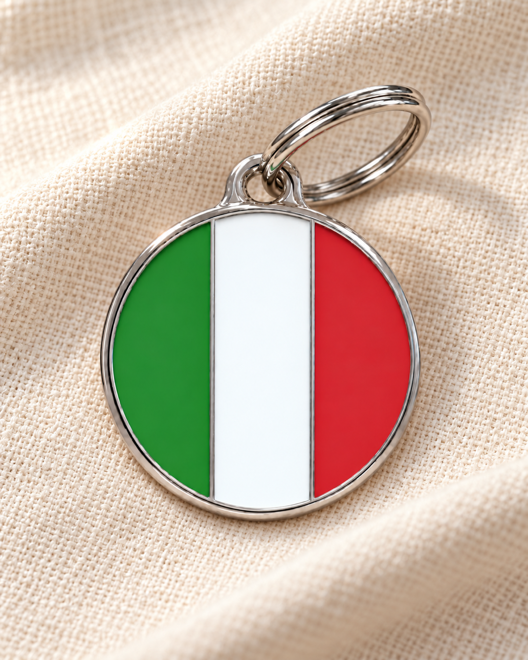 TAGiDOG Flag Italy ID Tag Medium dog ID tag on light linen