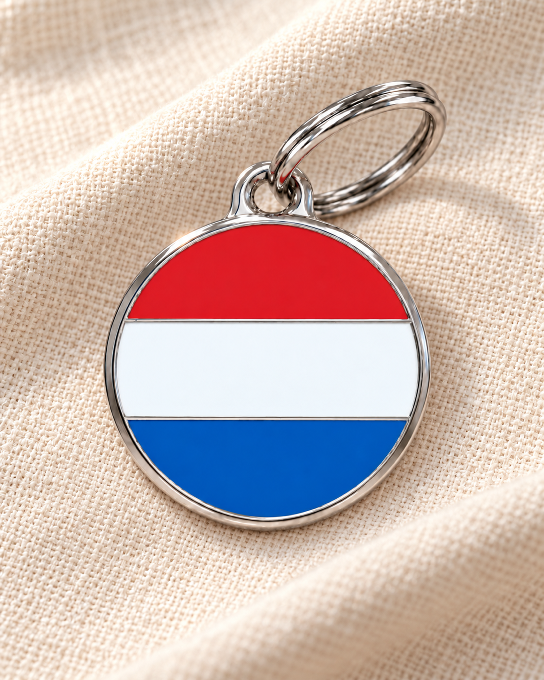 TAGiDOG Flag Netherlands  ID Tag dog ID tag on light linen