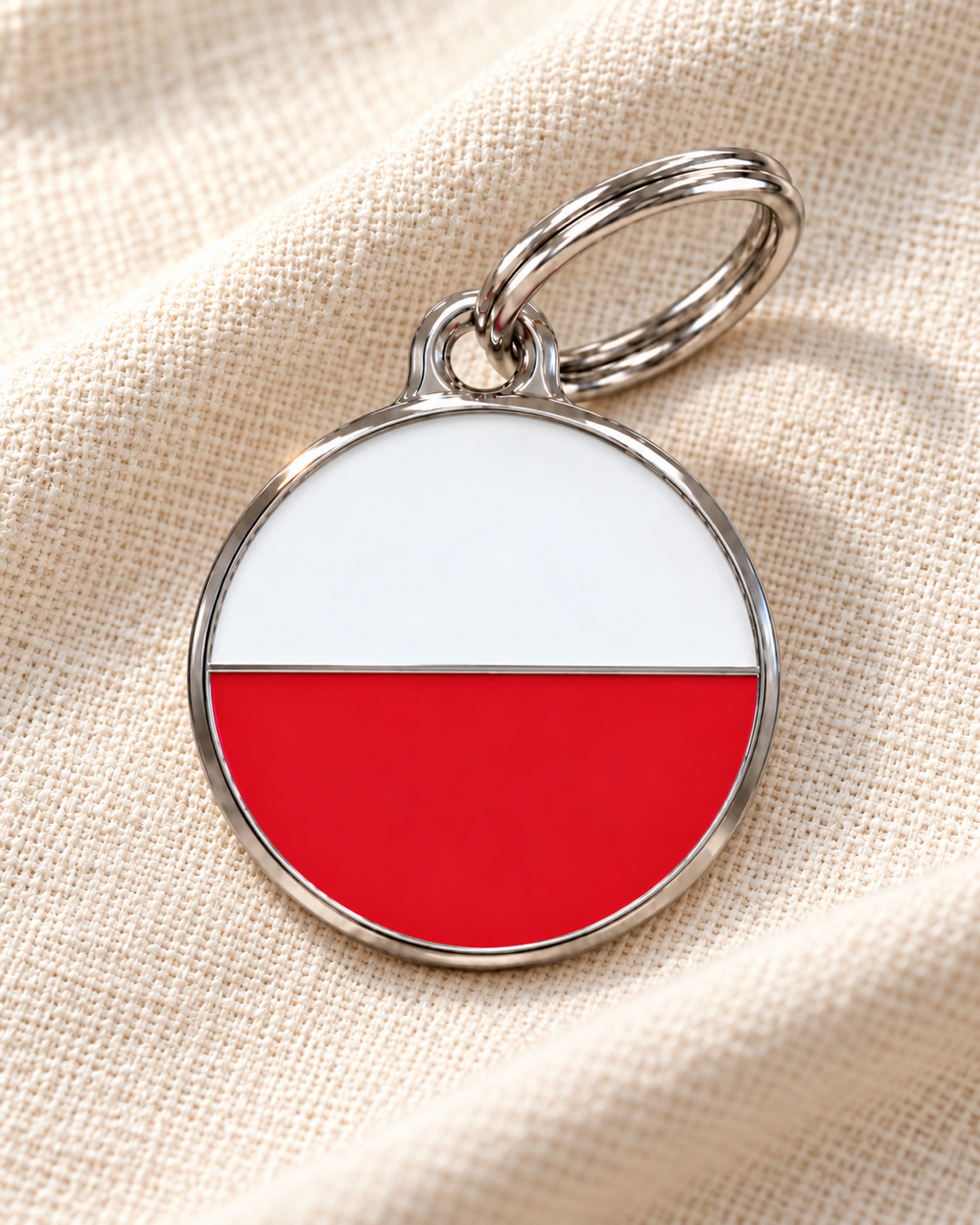 TAGiDOG Flag Poland ID Tag dog ID tag on light linen