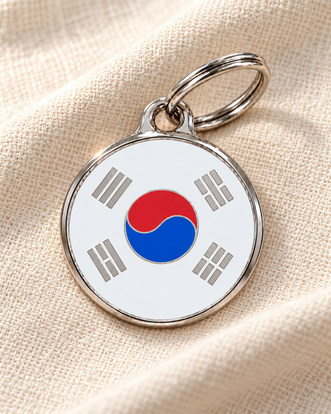 TAGiDOG Flag South Korea ID Tag dog ID tag on light linen