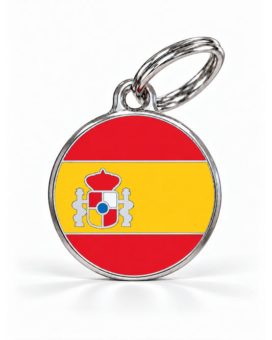 TAGiDOG Flag Spain ID Tag dog ID tag, front view on white