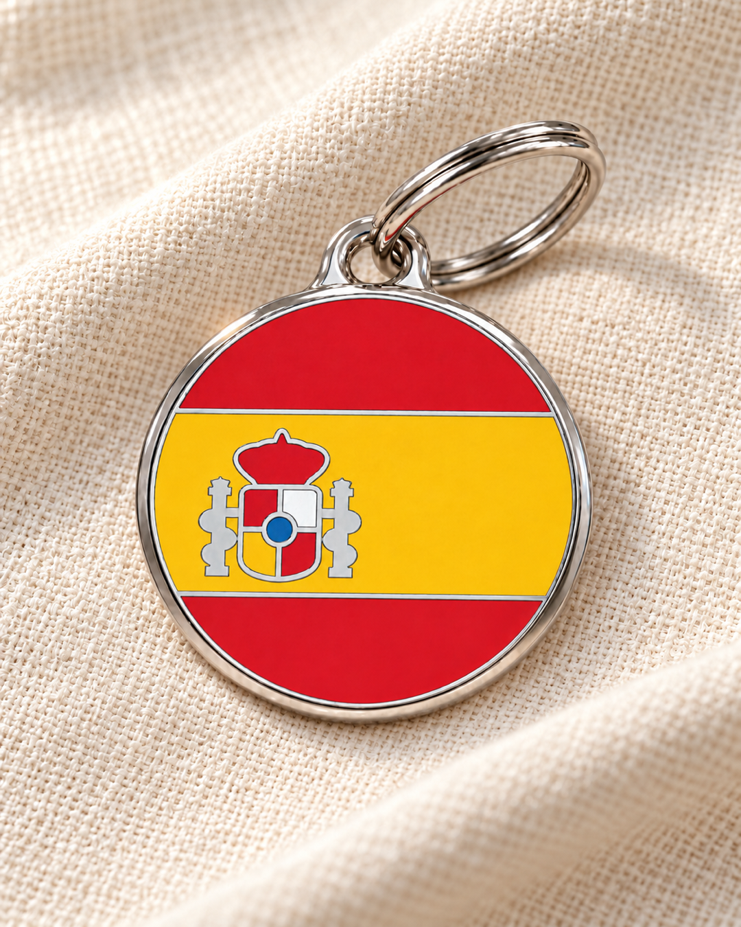 TAGiDOG Flag Spain ID Tag dog ID tag on light linen