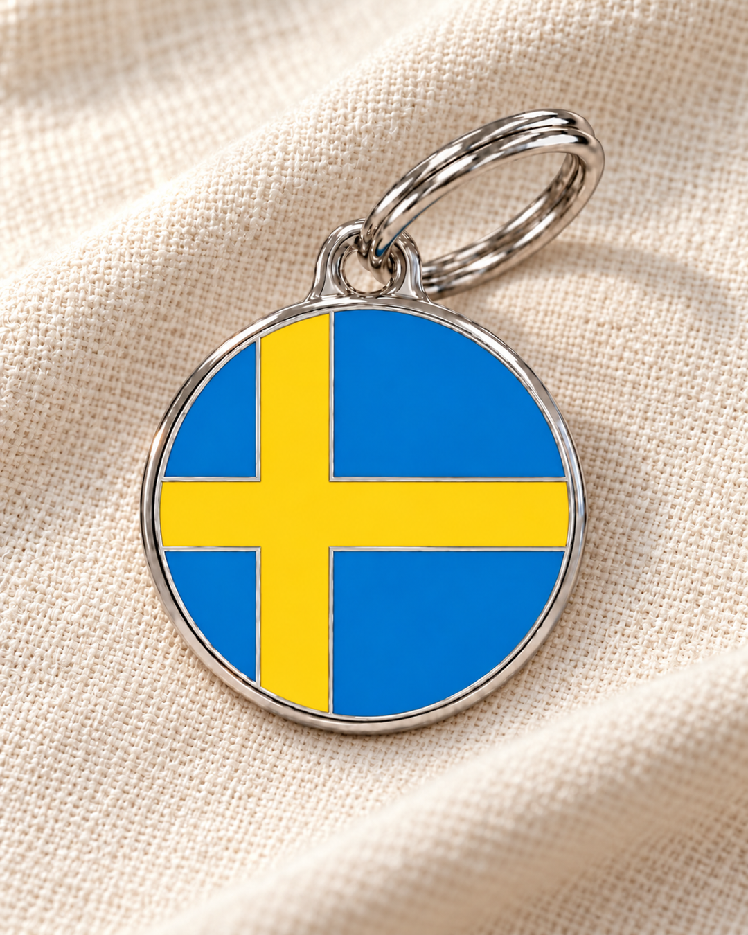 TAGiDOG Flag Sweden ID Tag dog ID tag on light linen