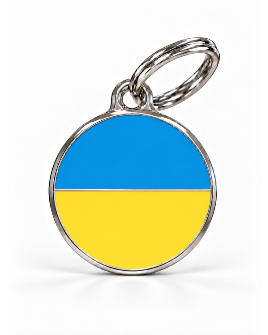 TAGiDOG Flag Ukraine ID Tag, front view on white