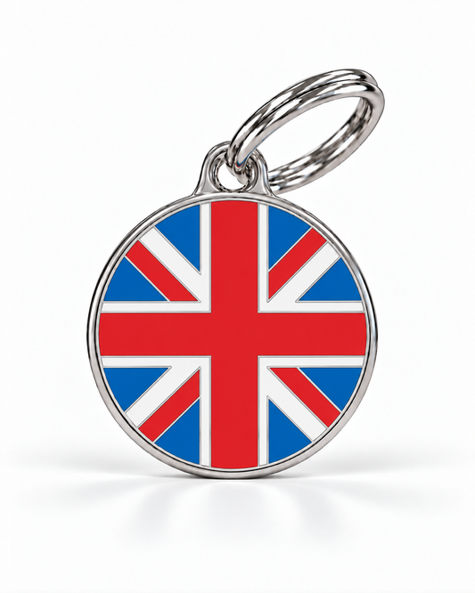 TAGiDOG Flag United Kingdom ID Tag dog ID tag, front view on white