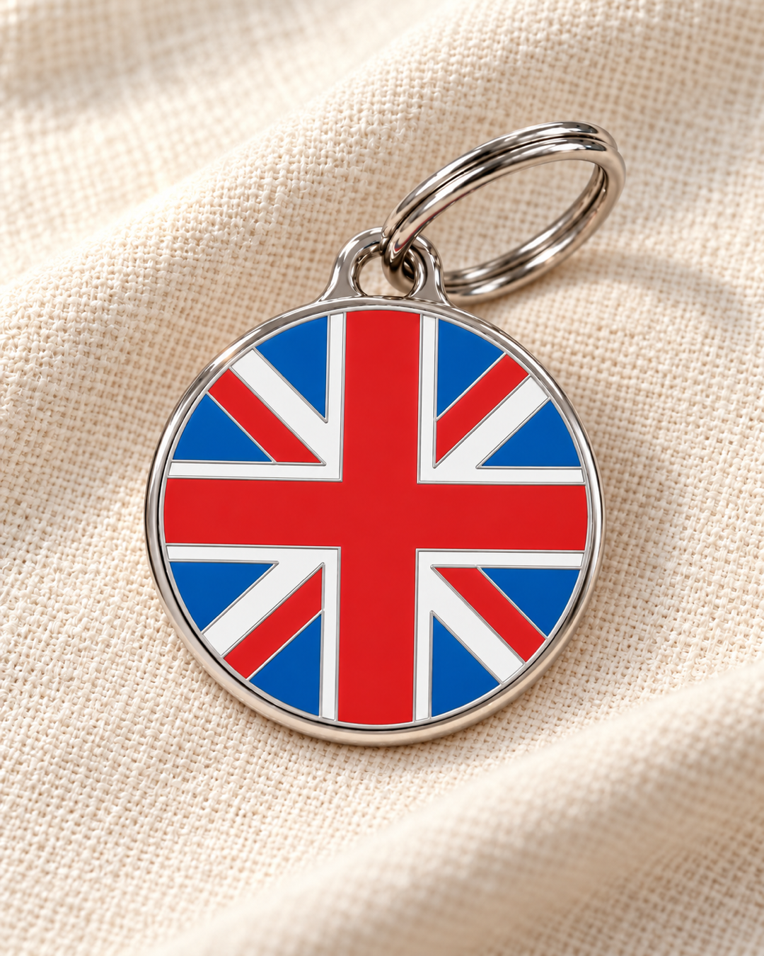 TAGiDOG Flag United Kingdom ID Tag dog ID tag on light linen