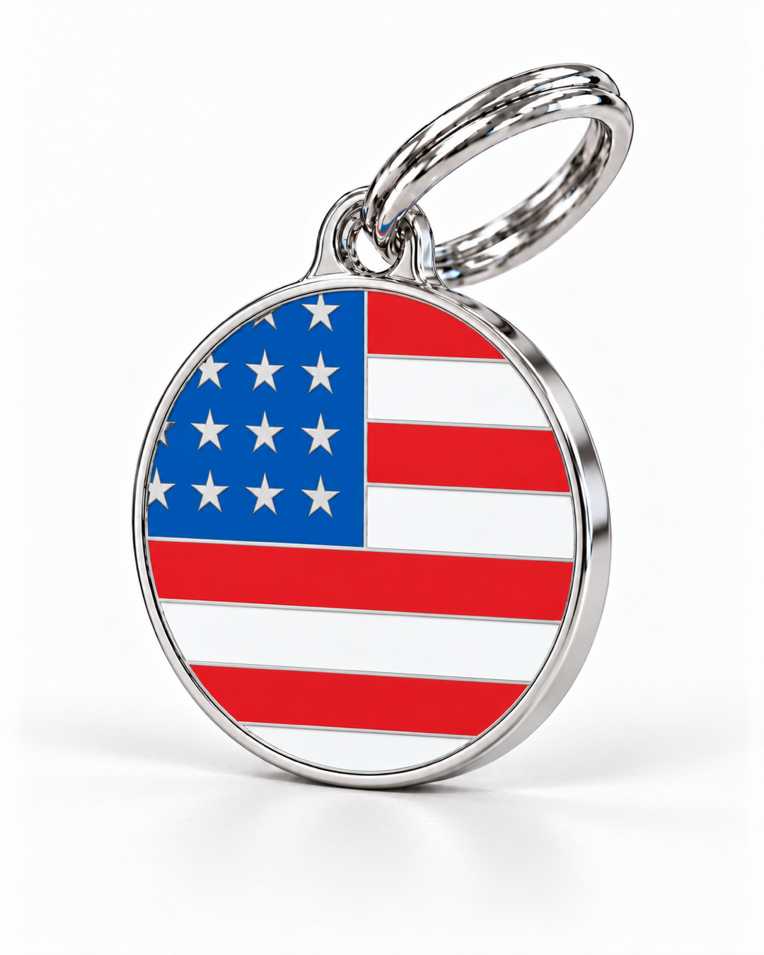 TAGiDOG Flag United States ID Tag Medium dog ID tag, angled view