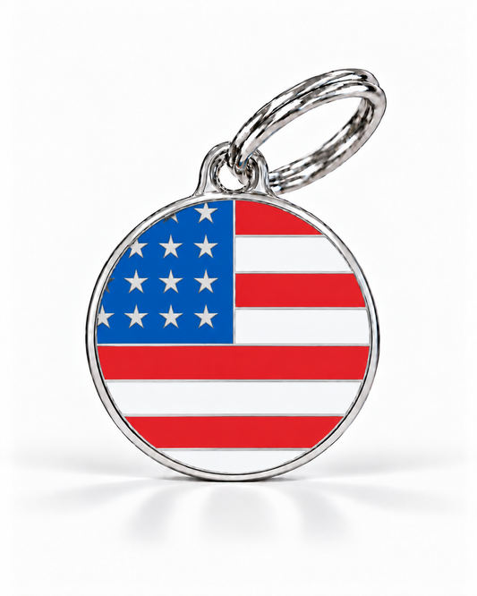 TAGiDOG Flag United States ID Tag Medium dog ID tag, front view on white