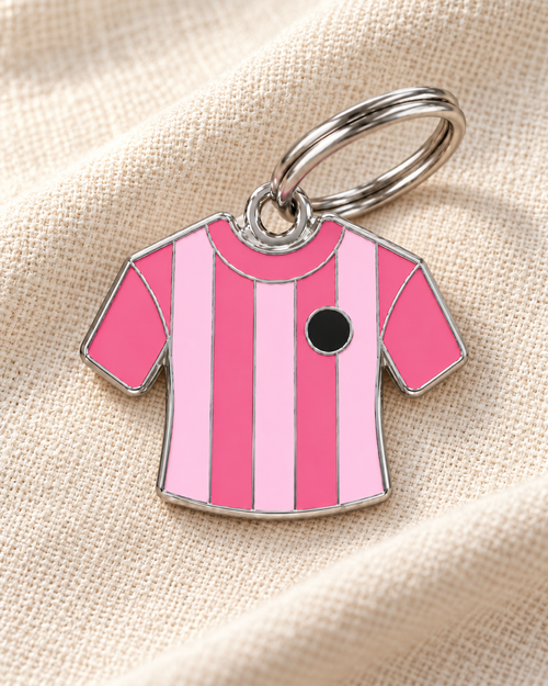 TAGiDOG Flamingos Jersey ID Tag dog ID tag on light linen