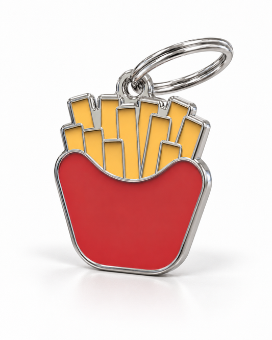 TAGiDOG French Fries ID Tag dog ID tag, angled view