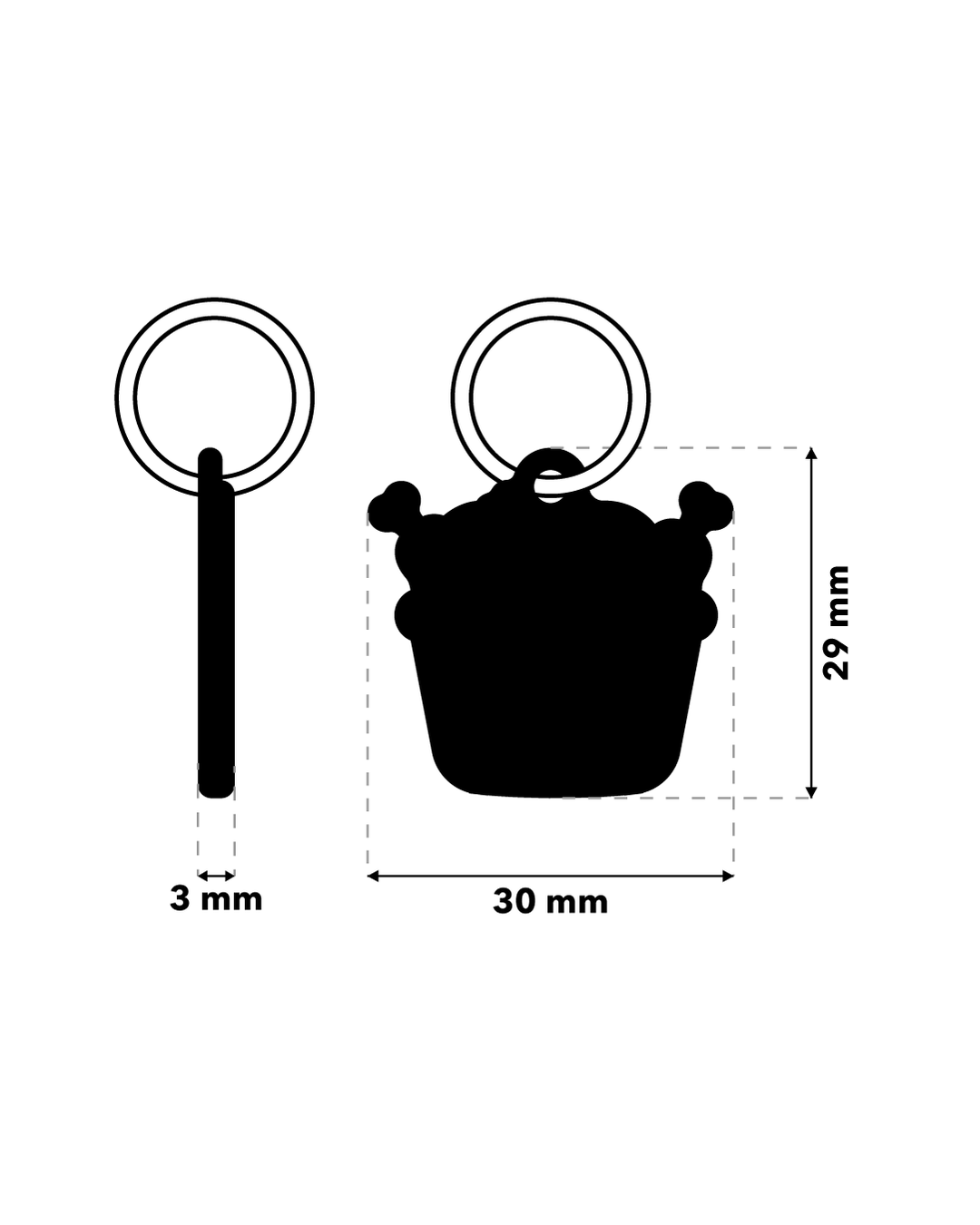 TAGiDOG Fried Chicken ID Tag ID tag dimensions, 30 mm wide and 29 mm high, 3 mm thickness