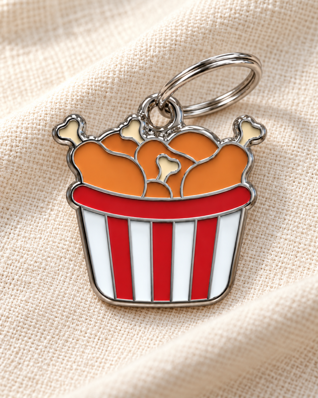 TAGiDOG Fried Chicken ID Tag dog ID tag on light linen