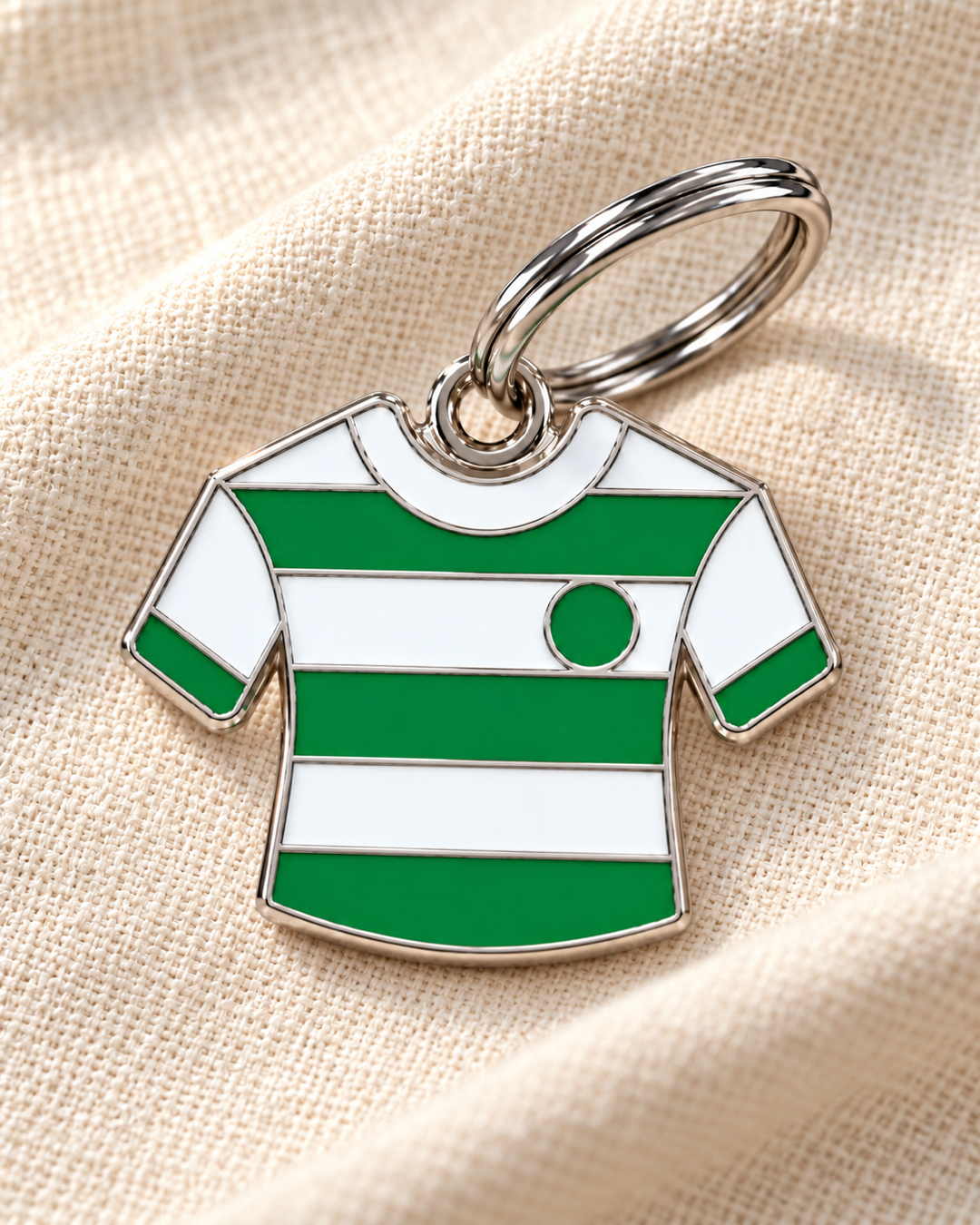 TAGiDOG Glasgow Greens Jersey ID Tag dog ID tag on light linen