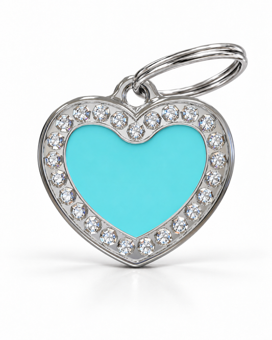 TAGiDOG Glorious Blue Heart ID Tag, front view on white