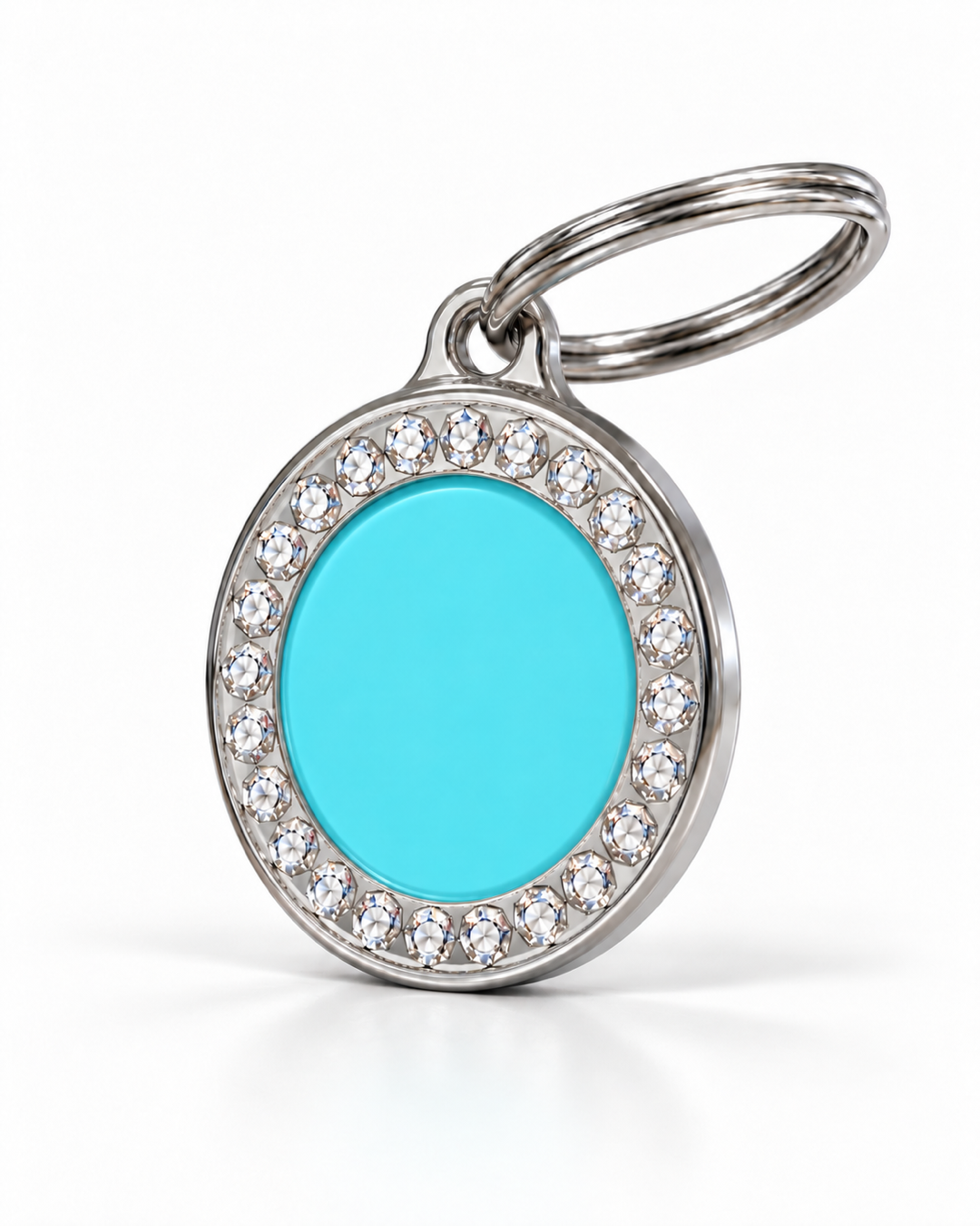 TAGiDOG Glorious Blue Round ID Tag, angled view