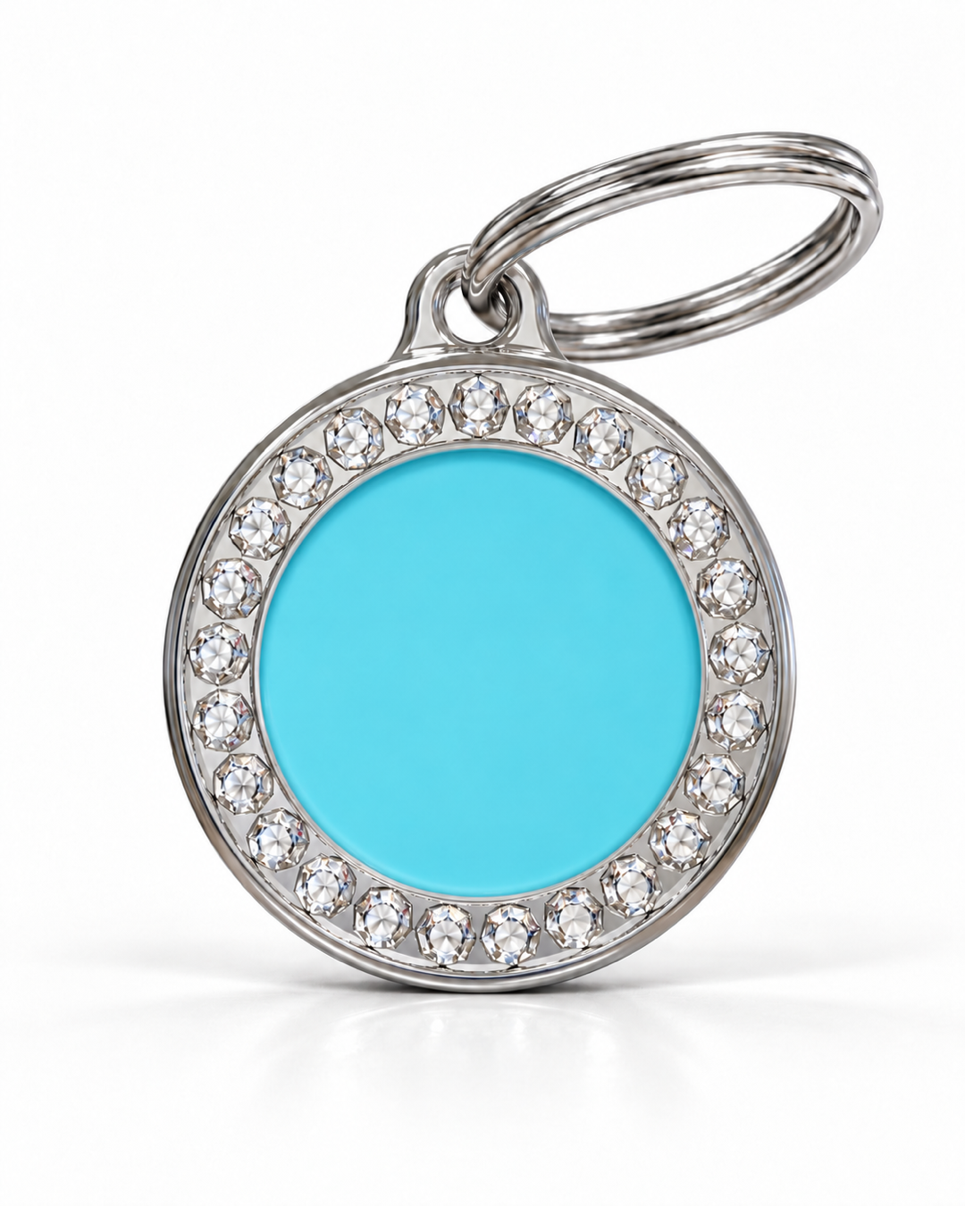 TAGiDOG Glorious Blue Round ID Tag, front view on white