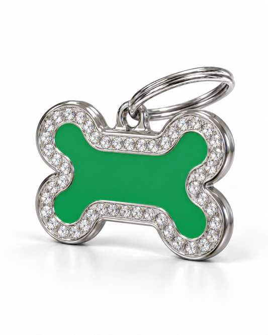 TAGiDOG Glorious Green Bone ID Tag Small, angled view