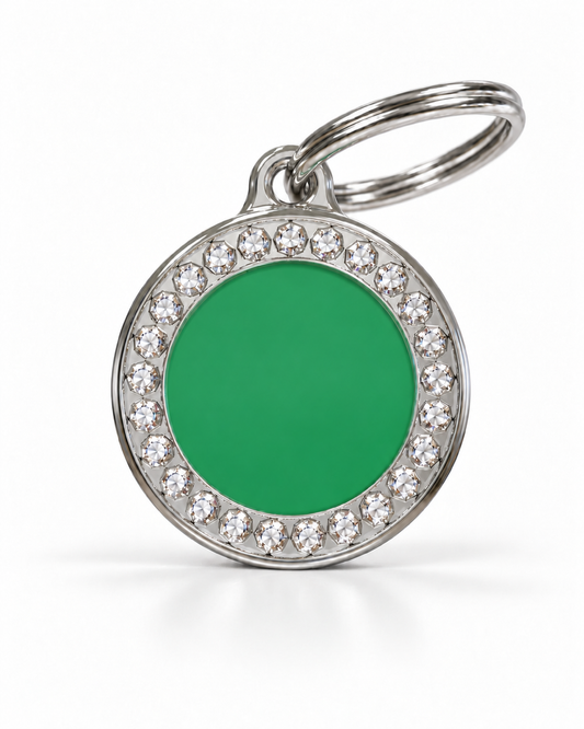 TAGiDOG Glorious Green Round ID Tag, angled view