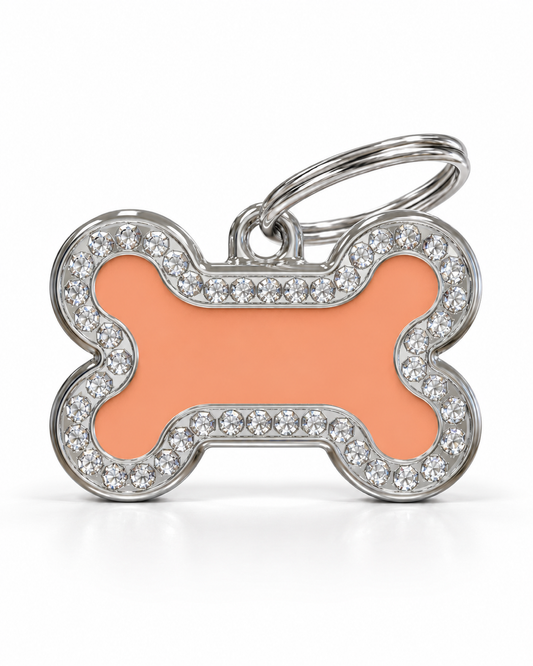 TAGiDOG Glorious Orange Bone ID Tag Small, front view on white