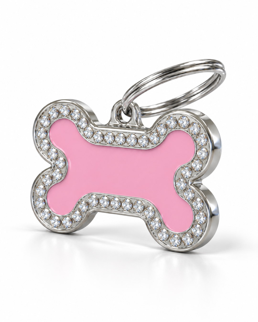TAGiDOG Glorious Pink Bone ID Tag Medium, angled view