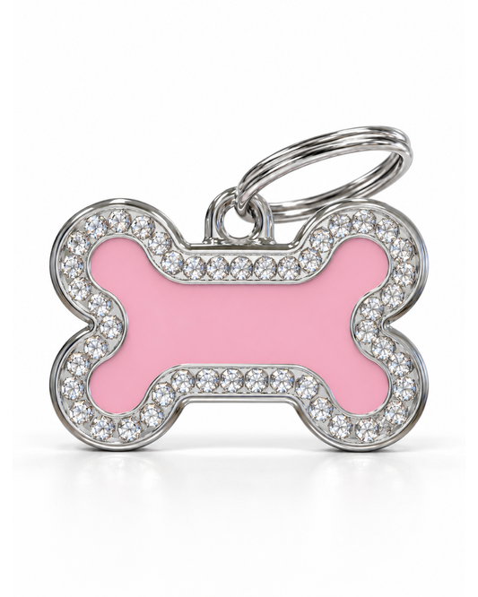 TAGiDOG Glorious Pink Bone ID Tag Small, front view on white