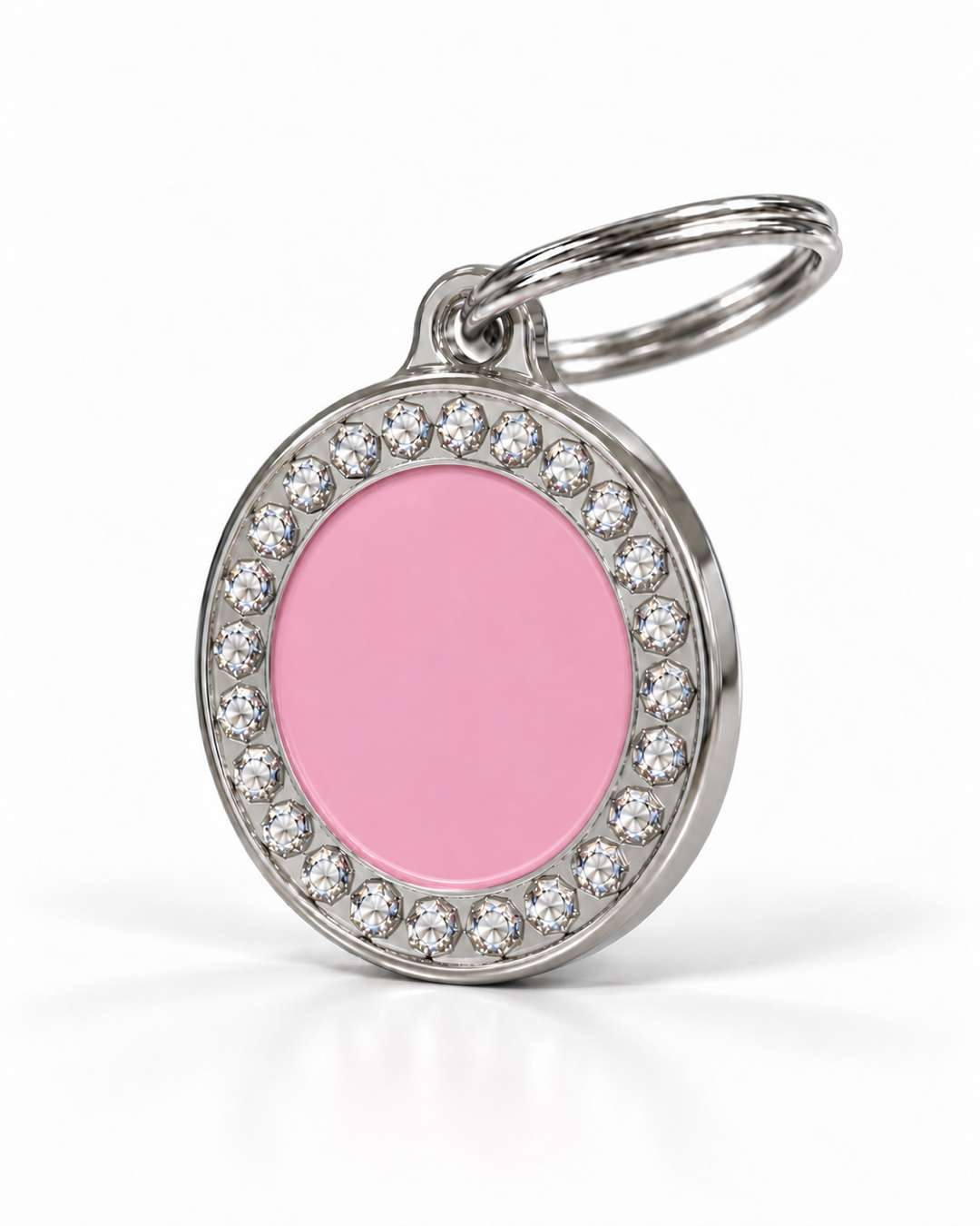 TAGiDOG Glorious Pink Round ID Tag, angled view