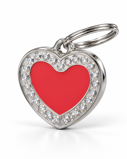 TAGiDOG Glorious Red Heart ID Tag, angled view