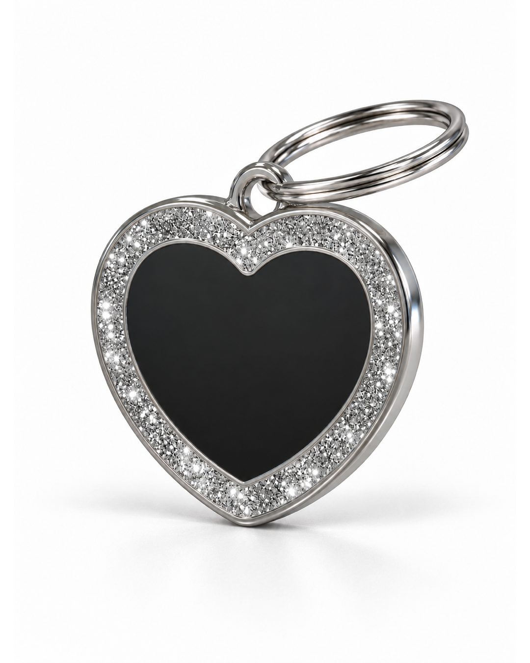 TAGiDOG Heart Spark Black ID Tag dog ID tag, angled view