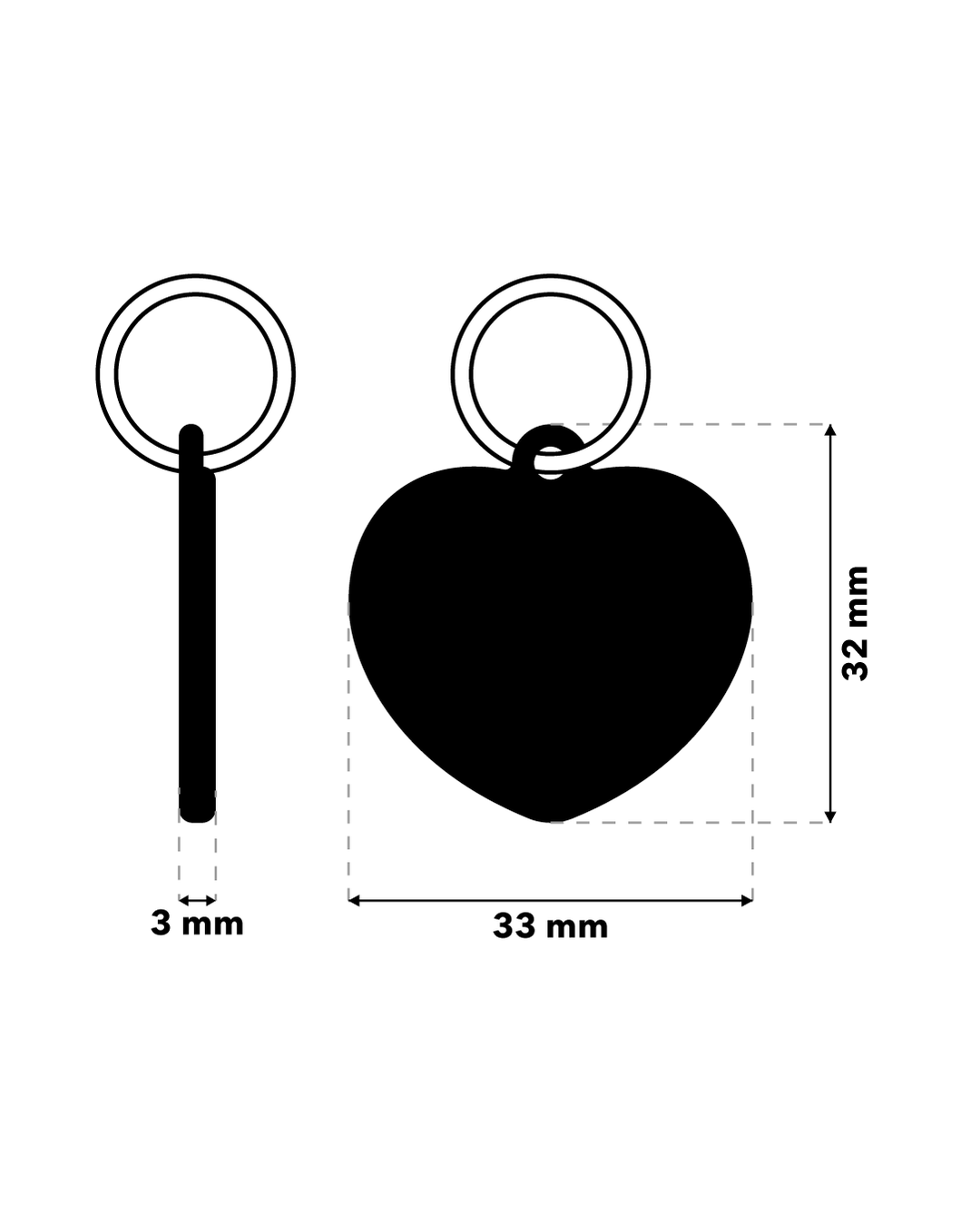 TAGiDOG Heart Spark Cream ID Tag ID tag dimensions, 33 mm wide and 32 mm high, 3 mm thickness